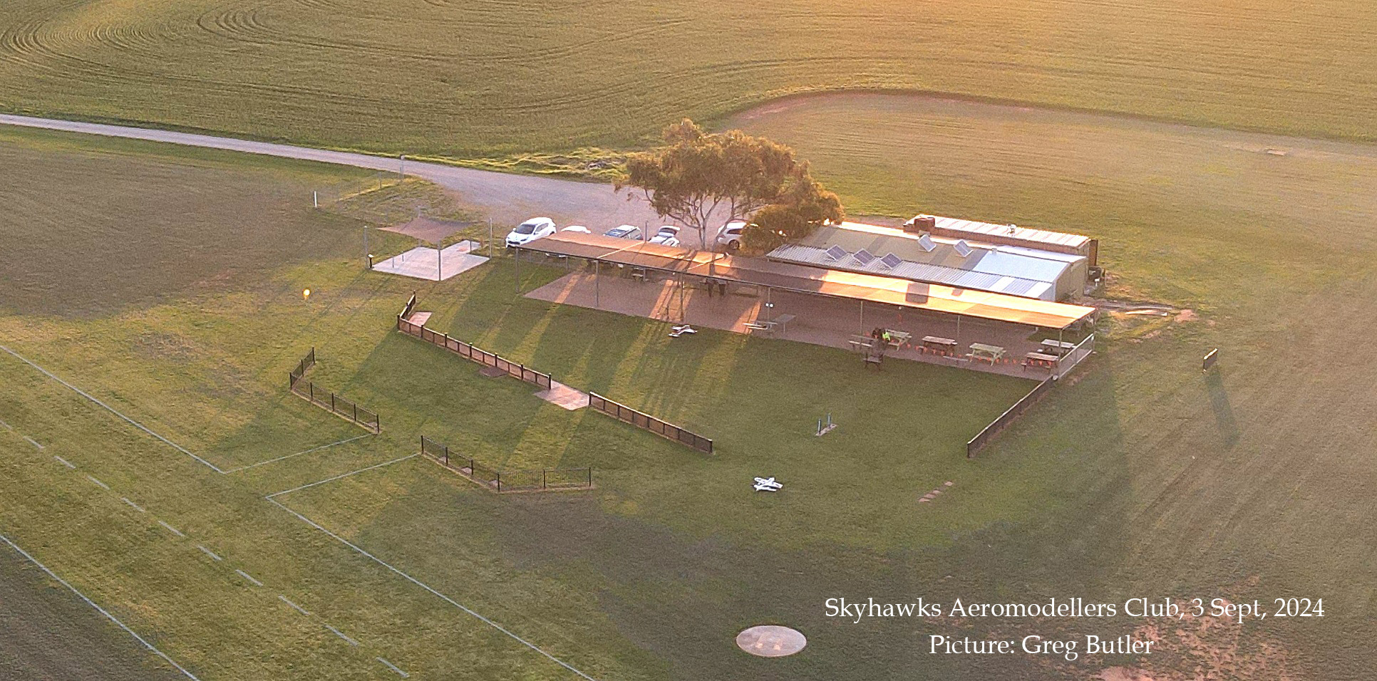 Aerial view of Skyhawks Aeromodlellers Club flying field 